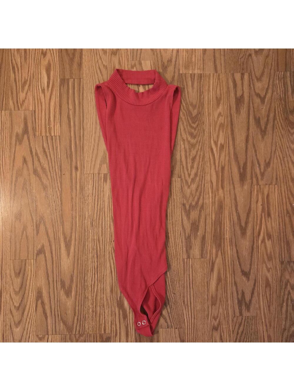 Red bodysuit with deep side cutouts! One size